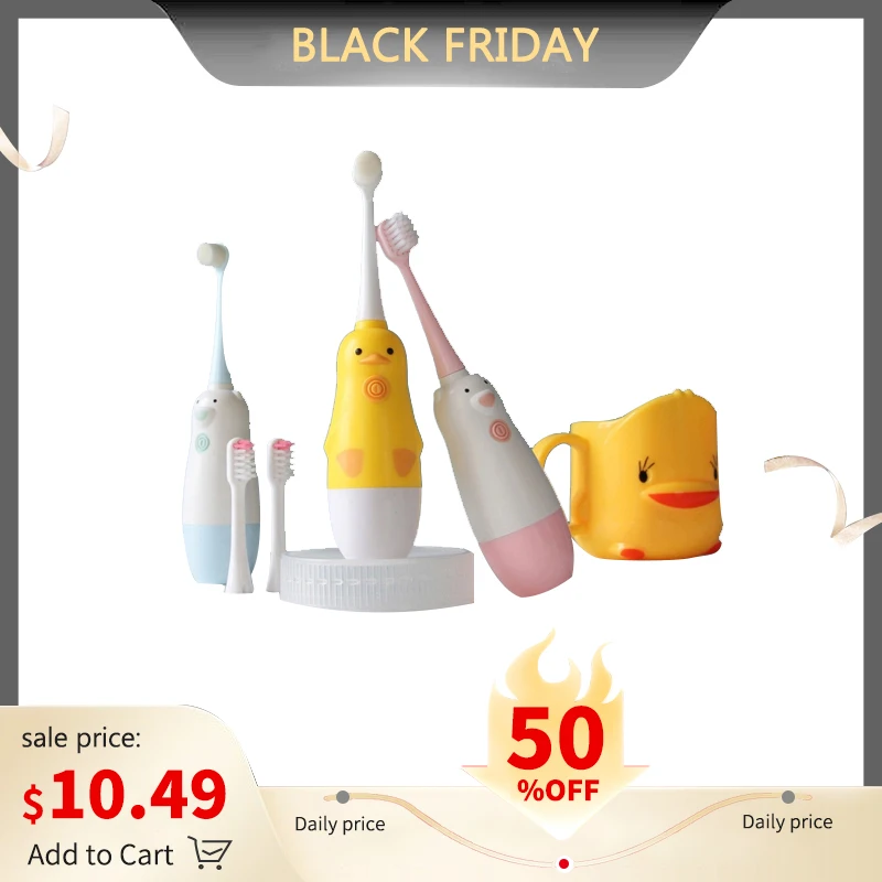 Детская электрическая зубная щетка водонепроницаемая звуковая - Цена: 1 603,44 руб.