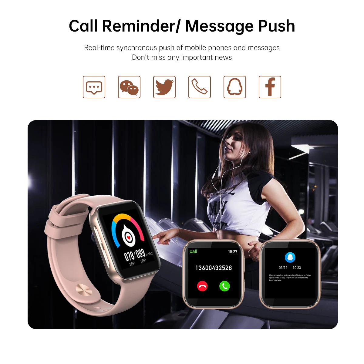 

Allcall GTA Smartwatch Women Fitness Bracelet Waterproof Blood Pressure Heart Rate Monitor Sport Tracker Smart Watch For Xiaomi