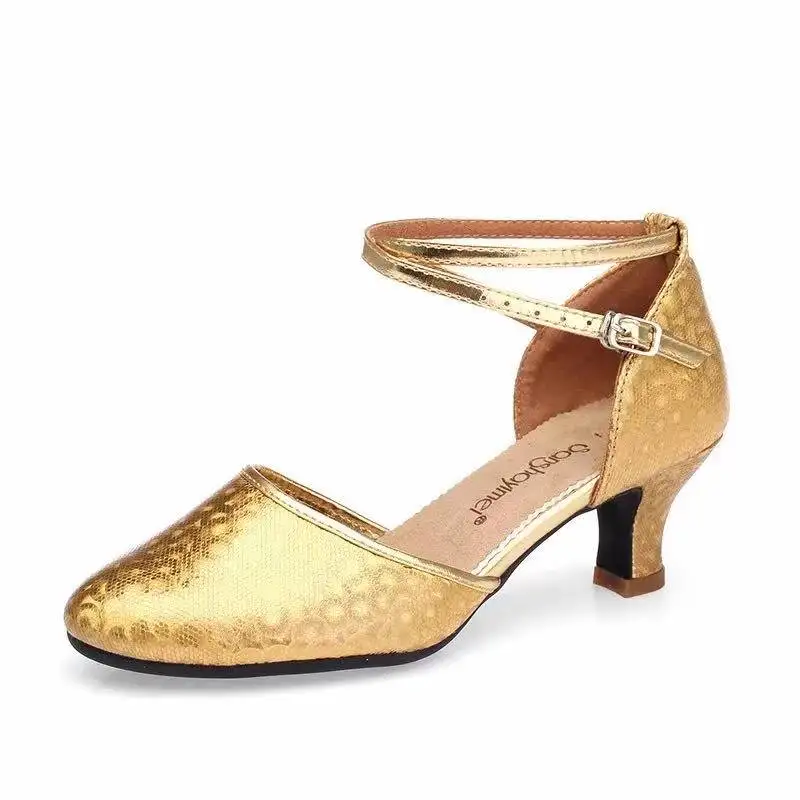 Туфли женские атласные с закрытым носком для бальных танцев латинских сальса