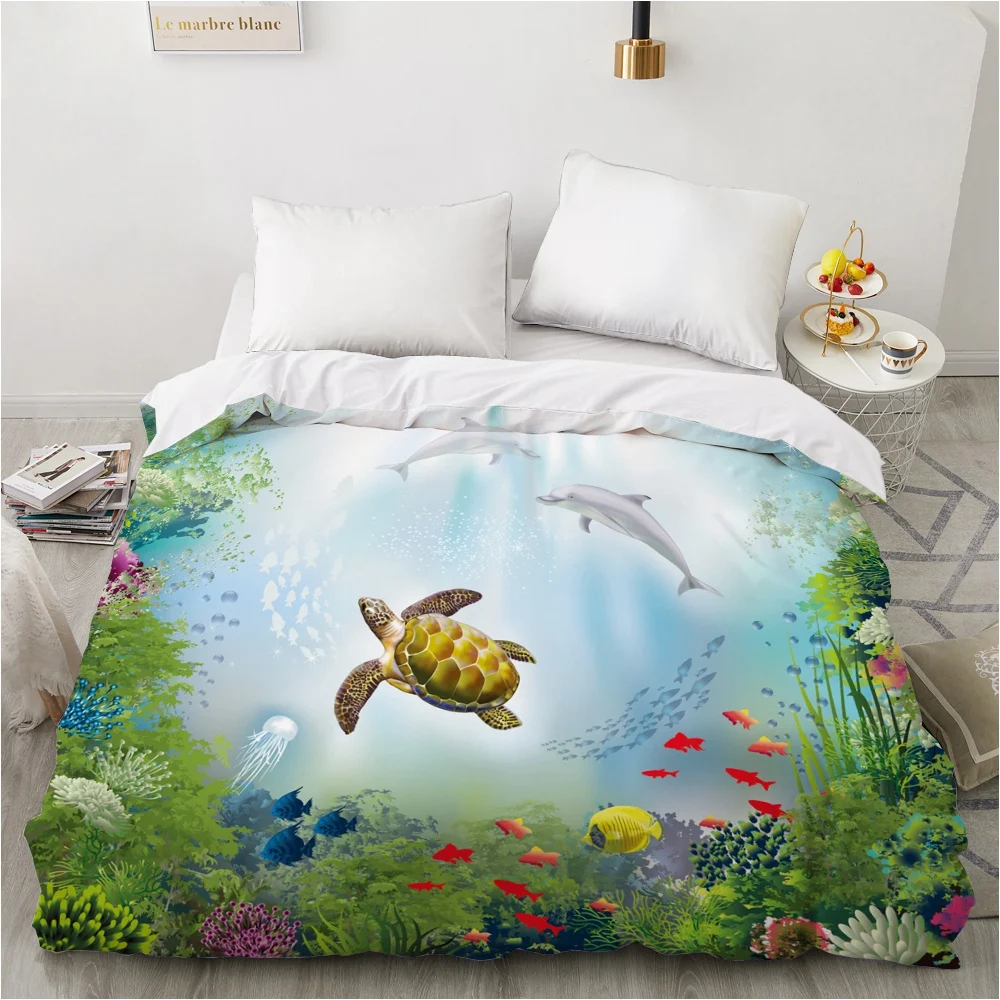 

1 Pcs 3D Printed Cartoon Sea Turtle Duvet Cover 240x220 King Size Printing NO Pillowcases And NO Sheets Home Textiles Comforter