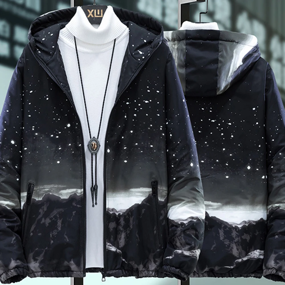 Covrlge Men's Padded Jacket Men Autumn Winter Korean Version Trend Cotton-padded Coat Men's Thickened Jacket Streetwear MWJ222