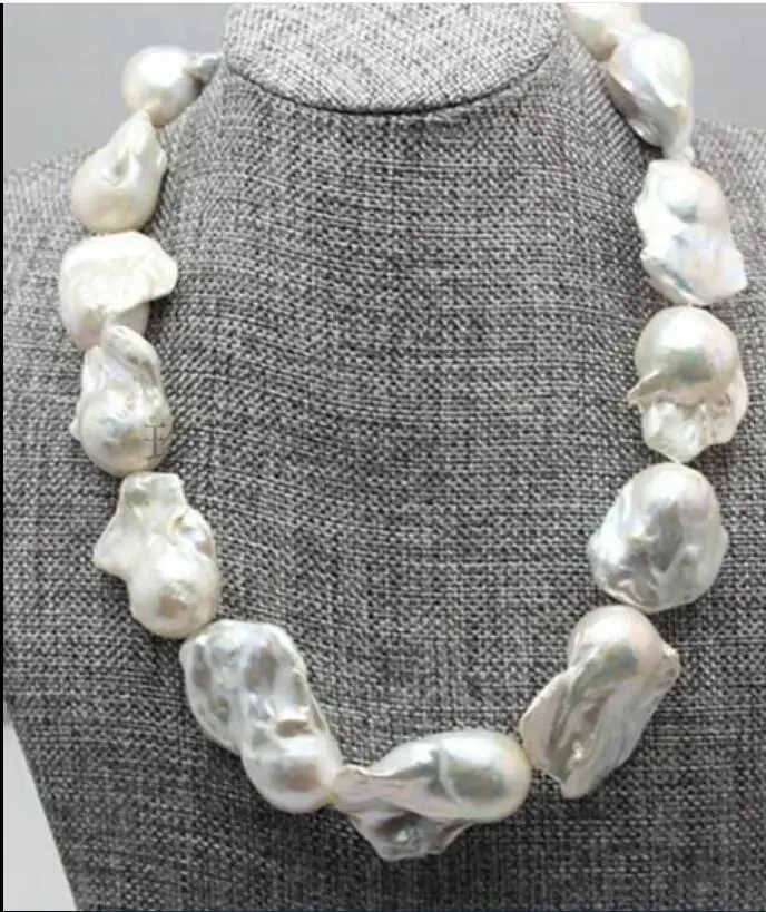 

Huge 25-30mm Natural South Sea white nuclear Edison Pearl Necklace 18"
