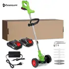 Электрический триммер для травы, 12800 мАч, аккумуляторная газонокосилка, беспроводной триммер для травы, садовый инструмент с 2 аккумуляторами и колесами