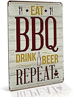 the bbq drink beer repeat tin sign poster metal wall sign home outdoor party pub wall decoration retro metal plate 128 inch