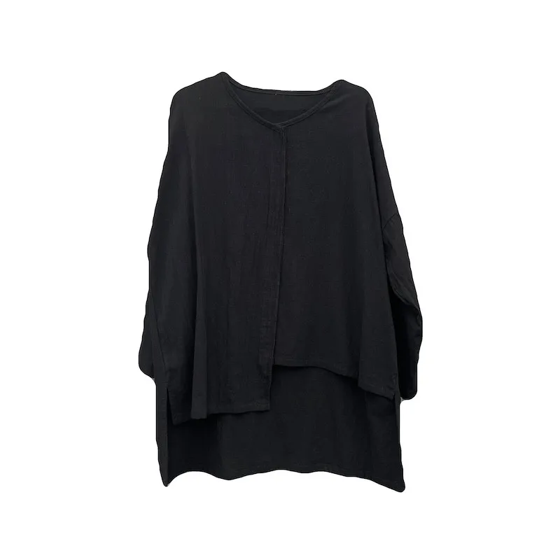 

XITAO Irregular T Shirt Fashion New Women Vintage Black Small Fresh Bandage Goddess Fan Casual Style Full Sleeve Tee WMD0254