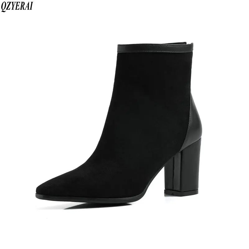 Женские ботинки из флока с круглым носком Нескользящие износостойкие