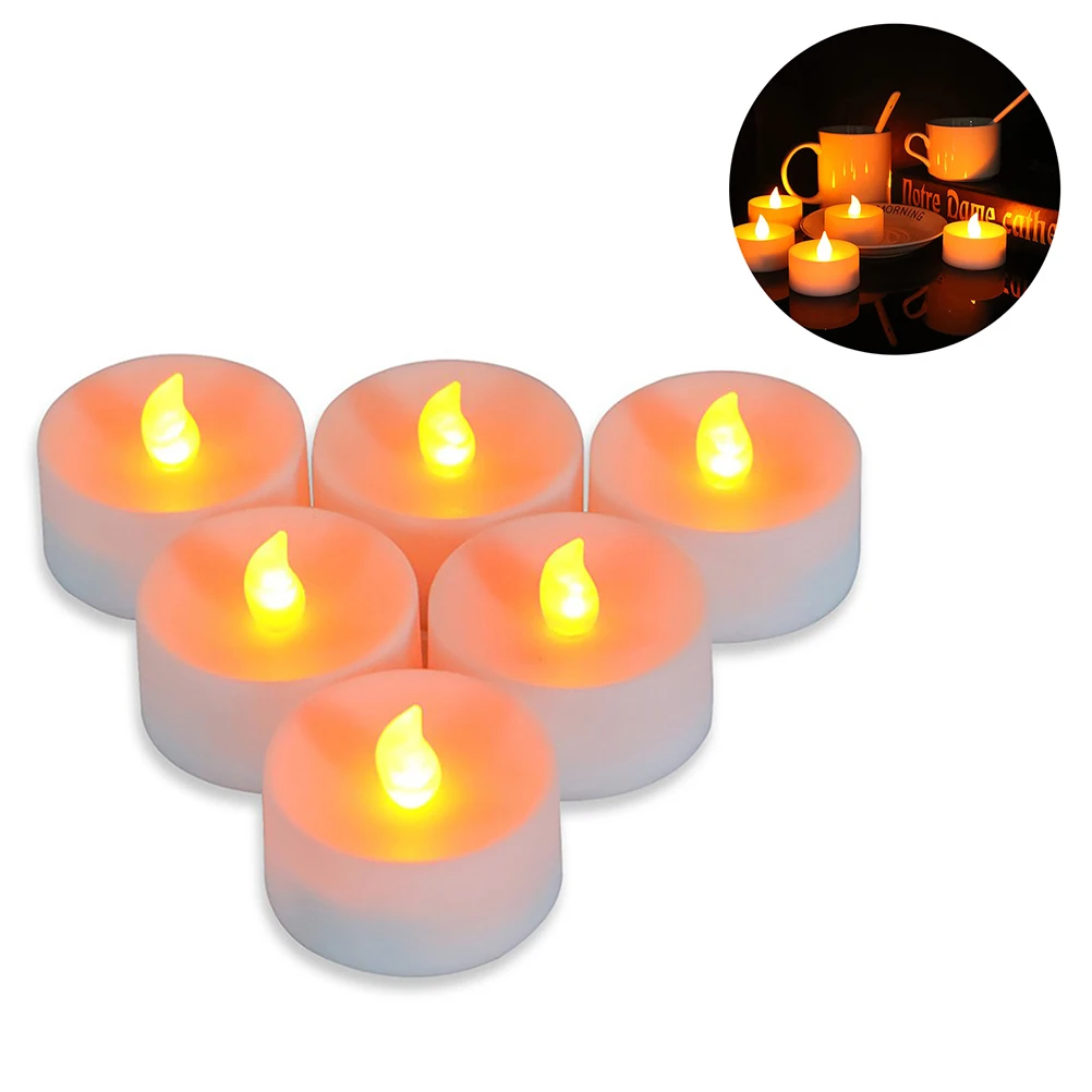 

6pcs Candle Light Tea Lights Flashing Flameless Candle Light Electronic LED Lamp Nightlight With Remote Control For Home Outdoor