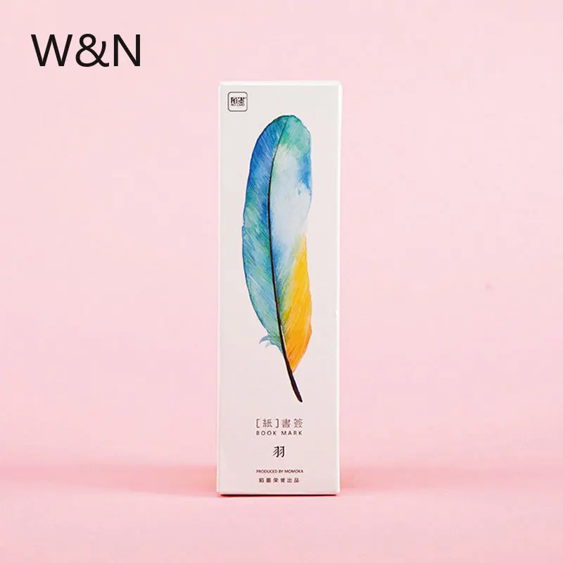30Pcs/box Feather Paper Bookmark Kawaii Book Reading Maker Teacher Gift Clip Accessories School Office Supply Stationery |
