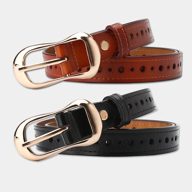 

110cm Genuine Leather Belts for Women Second Layer Cowskin Metal Buckle New Casual Vintage All-Match Ladies Belt Strap Jeans