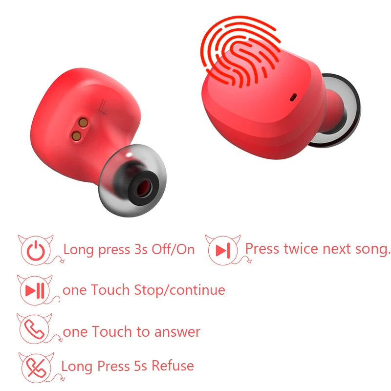 Компактные портативные наушники Demon беспроводные Bluetooth с зарядным кейсом