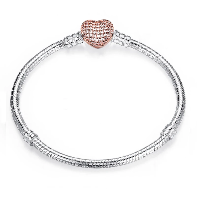 Блестящие браслеты шармы с Минни в стиле ретро серебряный цвет цепочка змея