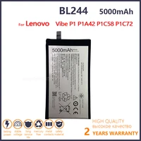 100 original bl244 5000mah battery for lenovo vibe p1 p1a42 p1c58 p1c72 smart phone new batteries with tracking number