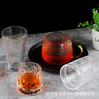 frosted drinking cup handmade round heat resistant glass cups insulated clear cups with handle breakfast mug cupulas de cristal
