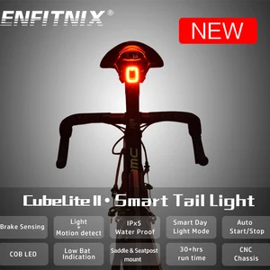 Велосипедный фонасветильник ENFITNIX Cubelite2, задний умный фонарь для велосипеда, с датчиком стоп-сигнала, водонепроницаемый Светодиодный дневной фонасветильник, подседельный фонарь освещение сиденья