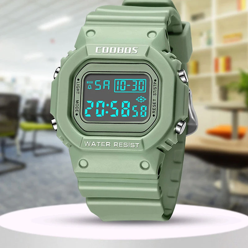 Часы наручные женские цифровые Роскошные зеленые минималистичные