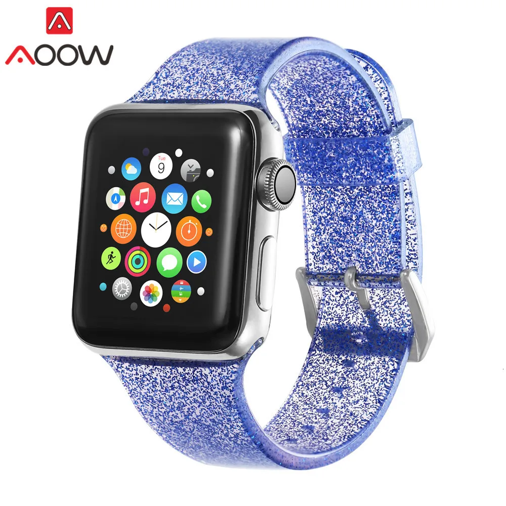Силиконовый ремешок для часов для Apple Watch 38 мм 42 мм 40 мм 44 мм Блестящий ремешок для мужчин и женщин сменный Браслет ремешок для iwatch 1 2 3 4