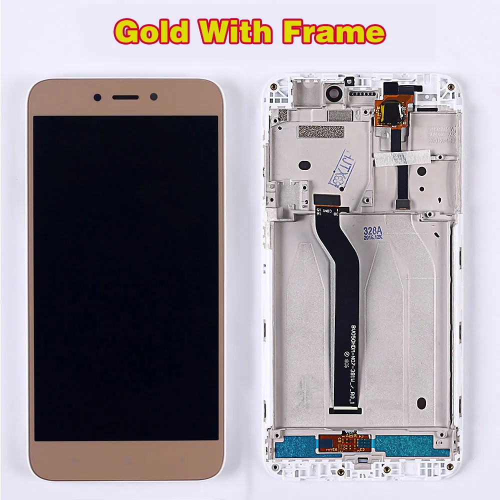 ЖК-дисплей для Xiaomi Redmi 5A, 5,0 дюймов, дигитайзер, сенсорное Стекло в сборе, протестированная рамка для сенсорного экрана для Redmi 5A, экран - Цвет: Gold with Frame