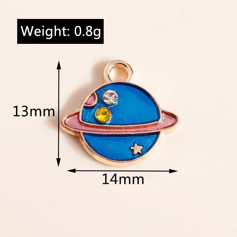 10 шт. 13*14 мм эмалевые синие подвески для ожерелья брелок Подвески Сатурн земля Diy