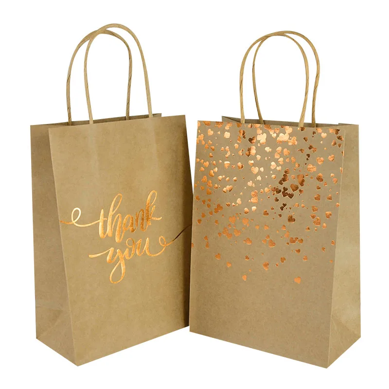 

10Pcs Festival Christmas Gift Paper Bag Kraft Paper Bag With Handle New Year Packaging Bag Twist Paper Handle Packaging Bag