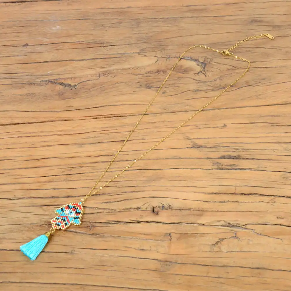 Женское Ожерелье Рука Хамса золотистое колье с изображением винограда Фатимы