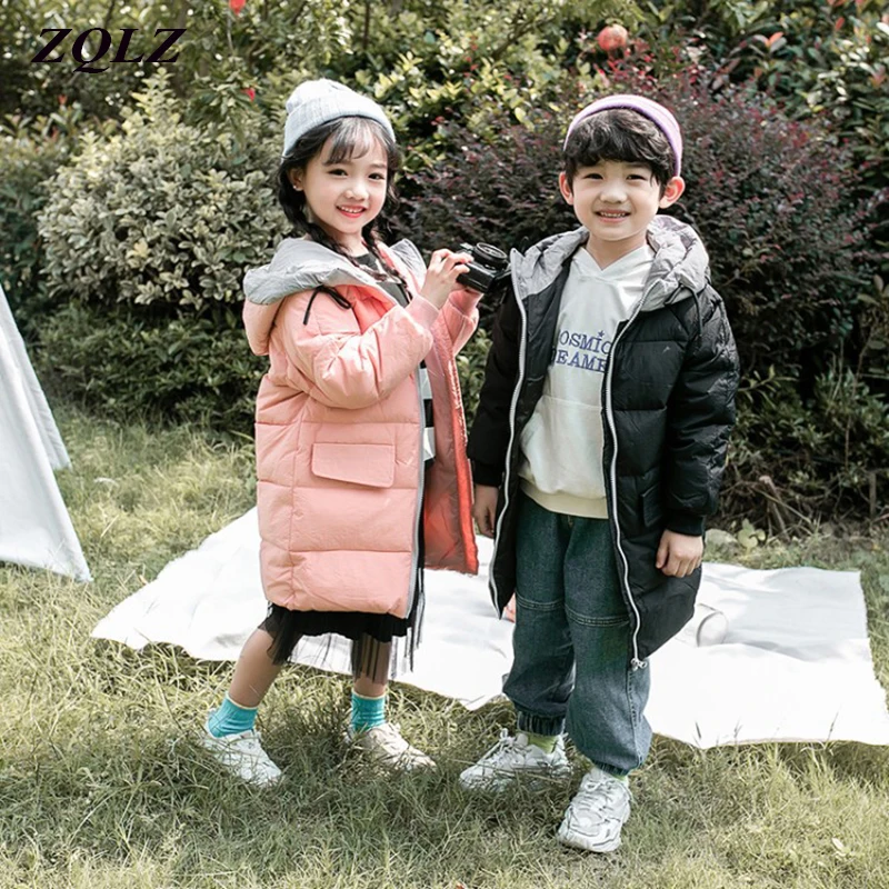 Зимние пальто для девочек коллекция 2019 года модная куртка с капюшоном мальчиков