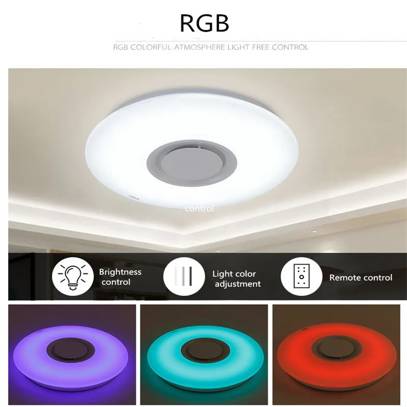 Музыка светодиодные потолочные светильники RGB приложение и пульт дистанционного