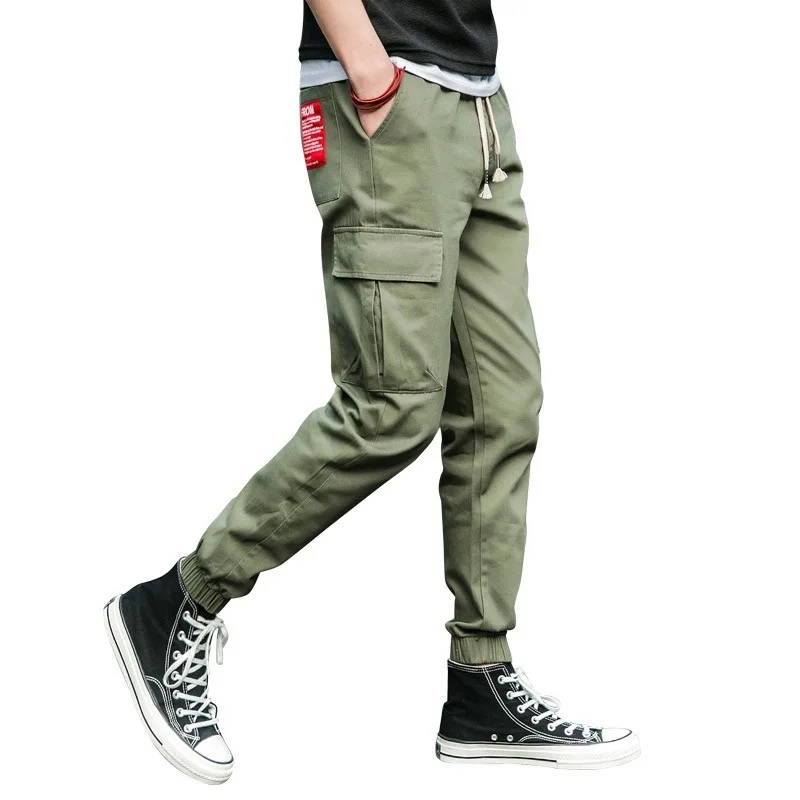 Мужские брюки карго с карманами фиолетовые ребристые тактические надписью для