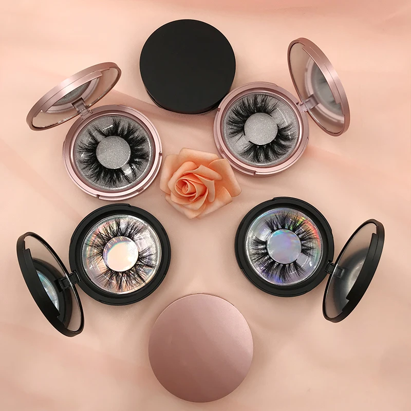 Round Mirror Lash Box 100% Handmade 5D Mink Eyelash Rose Gold Black Color | Красота и здоровье