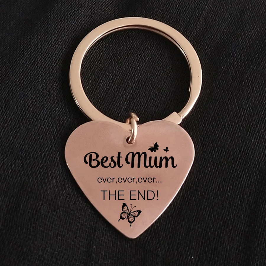Best Mum Ever The End Keychain Gift To Mom Women Trendy Jewelry Keyring Heart Shaped Pendant Birthday Mother's Day Present | Украшения