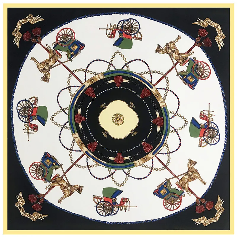 Женский шелковый шарф с кисточками и принтом маленькая бандана |