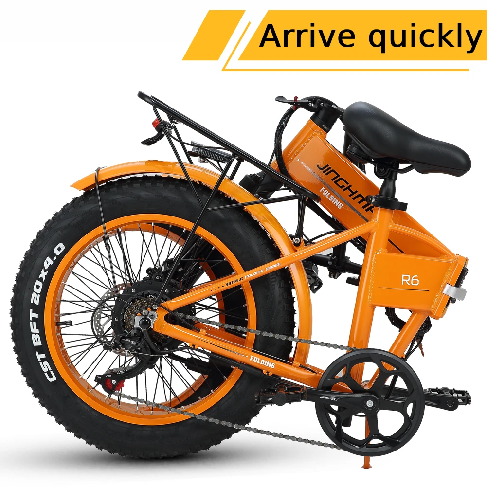 Складной электрический велосипед горный пляжный оранжевый 20 дюймов 500 Вт 48 В Ач