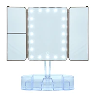 Makeup Mirror Bluetooth With Lights 1X 2X 3X Magnification Lighted Vanity Mirror Touch Control Trifold Dual Power