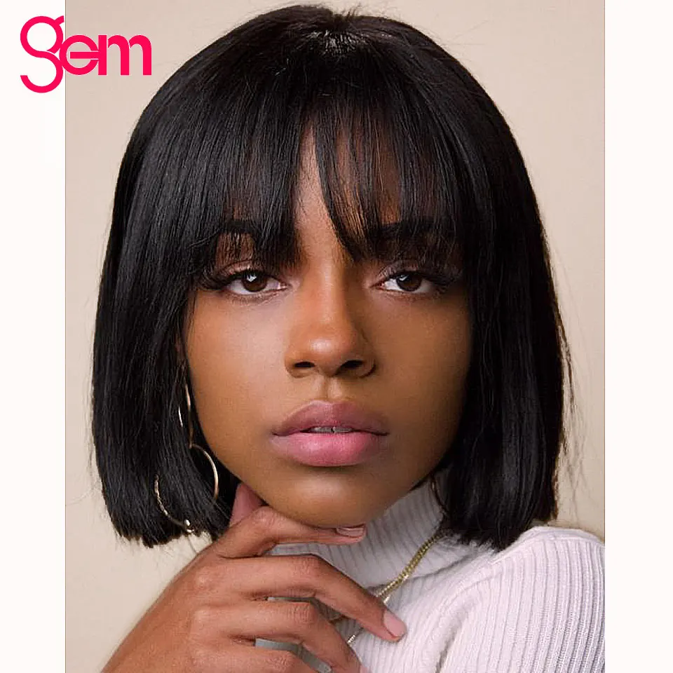 Парики из прямых человеческих волос для чернокожих женщин бразильские волосы Remy