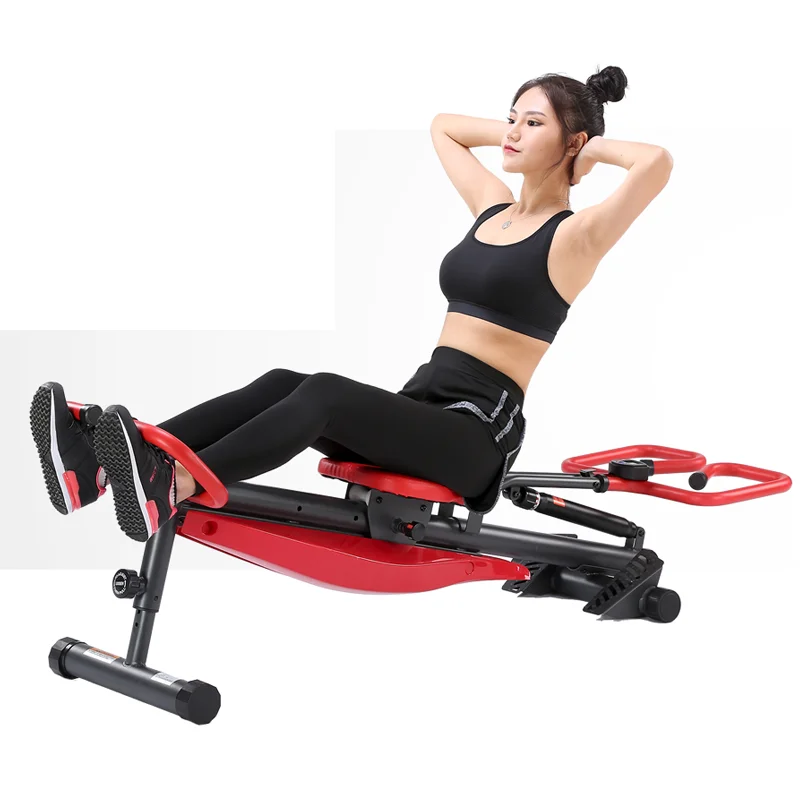 Household Folding Rowing Machine Workout Equipment Trac Glider 12 Resistance Setting with LCD Display