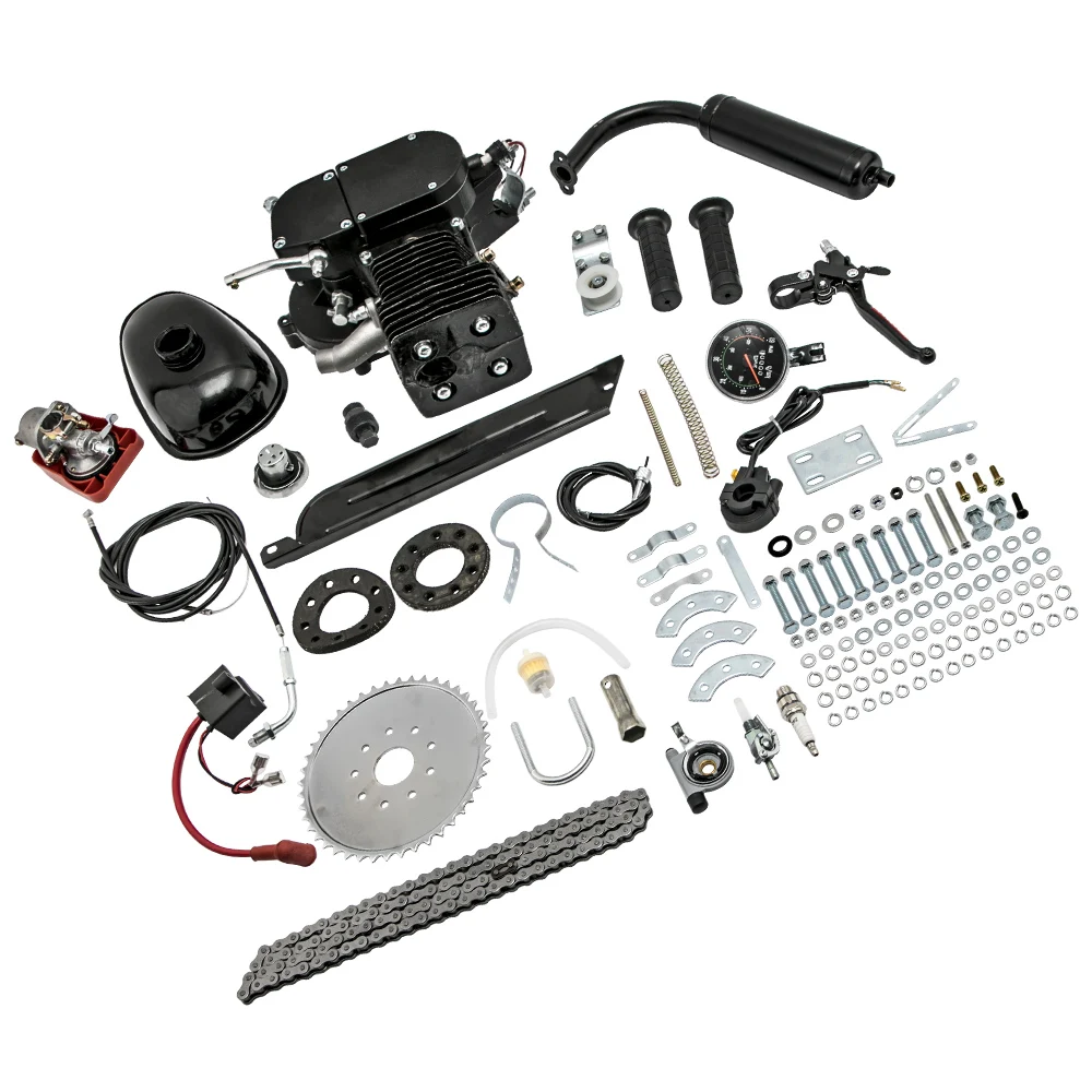 

2-Stroke 100cc Bicycle Motor Kit Bike Motorized Petrol Gas Engine Full Set Black Full Set 100CC 2-Stroke 26" 28" Bike Bicycle