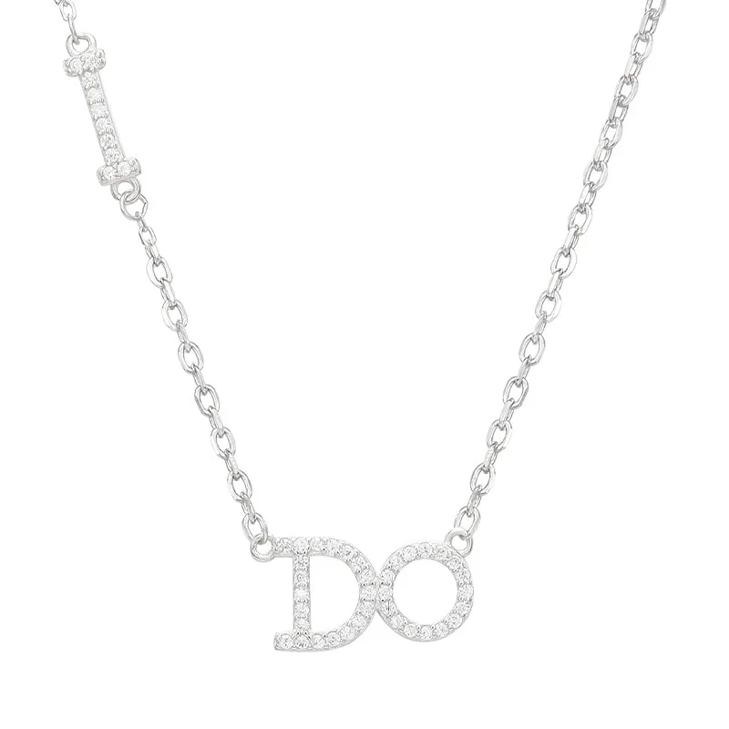 

925 silve letter do micro inlaid zirconium diamond necklace women's simple fashion temperament light luxury clavicle chain