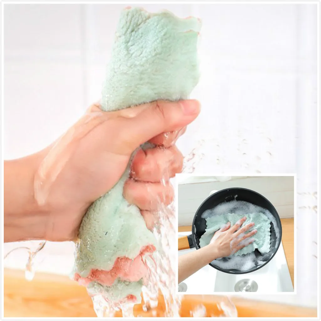 

5pcs Super Absorbent Microfiber Kitchen Dish Cloth High-efficiency Tableware Household Cleaning Towel Kitchen Tools Gadgets