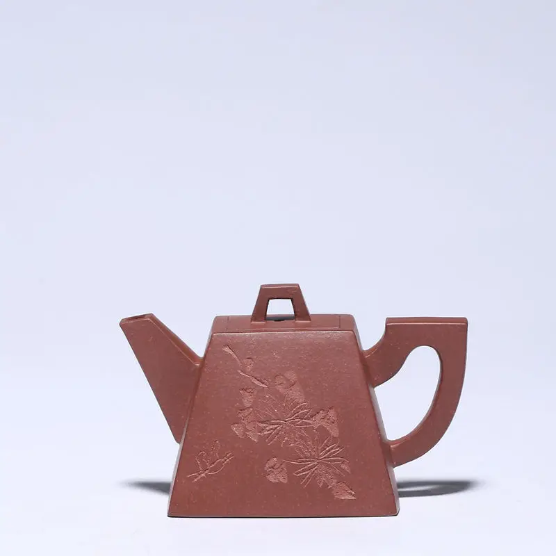 

Famous hand-made teapot raw ore clear cement square sketch purple clay teapot