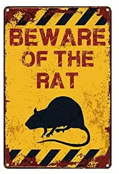 

Metal Wall Sign Beware of THE RAT Home Bar Bistro Wall Art Poster Decoration Old-fashioned Retro Square Metal Sign 8X12 Inches