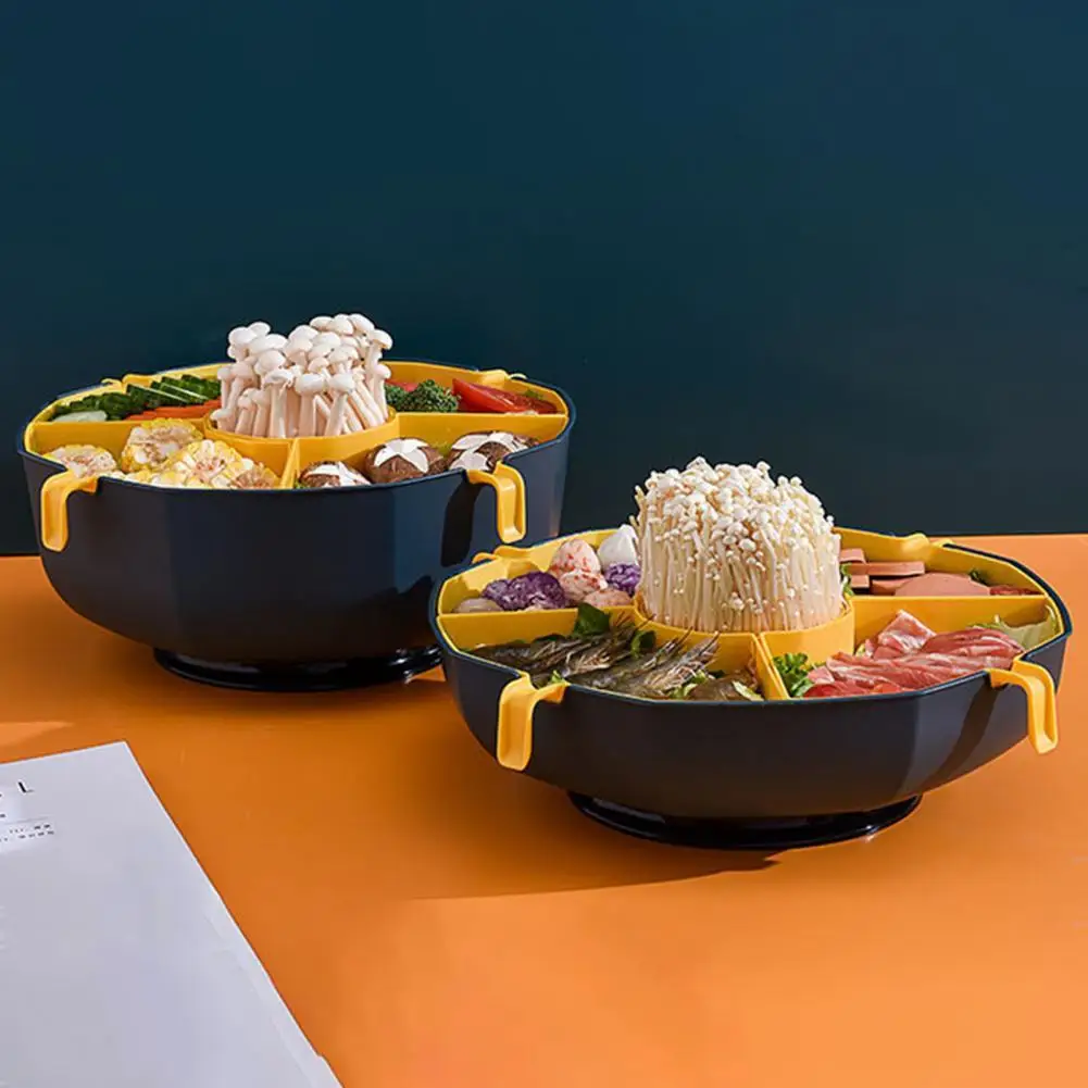 

Snack Tray Practical Plastic Rotating Kitchen Strainer Colander Bowl with Handle for Bar Fruit Plate Hot Pot Platter
