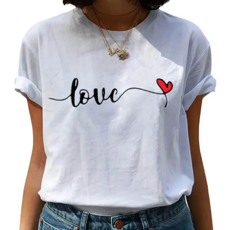 

2021 new Love Printing T Shirt Summer Women Short Sleeve Top Tee Casual Ladies Female T Shirts Plus Size T-shirt Tee Tops