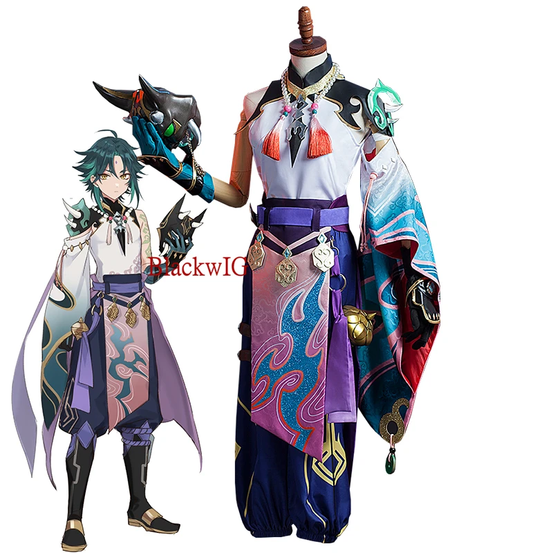 

Game Genshin Impact Xiao Costume Cosplay Halloween Party Outfit Clothes For Unisex Full Set