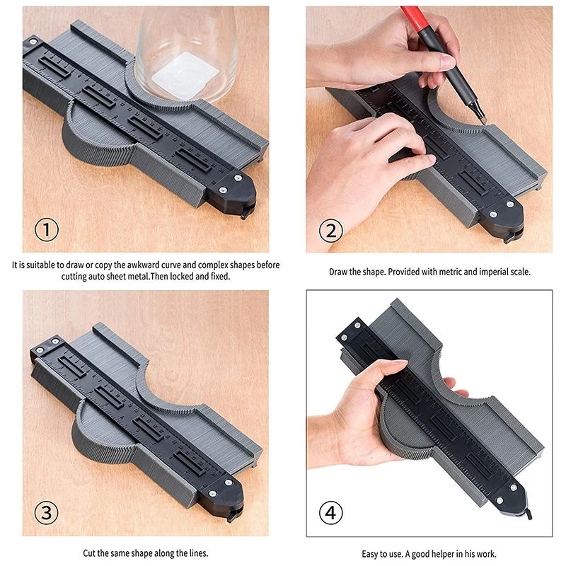 

2 Pcs Plastic Contour Gauge with Lock, 10 Inch Profile Gauge Measure Ruler Contour Duplicator for Precise Measurement