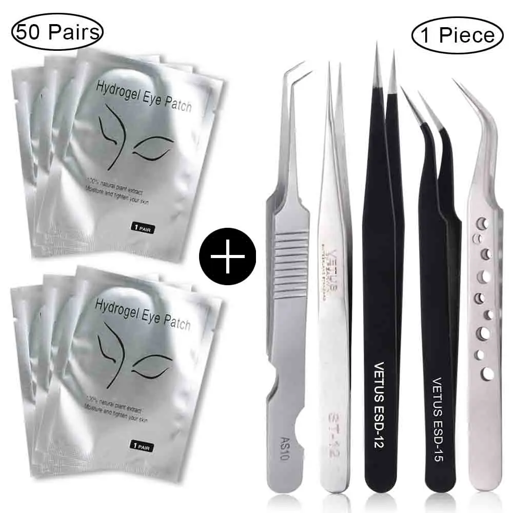 1 шт. Пинцет для ресниц из нержавеющей стали 3D 6D объем Немагнитный и 50 пар