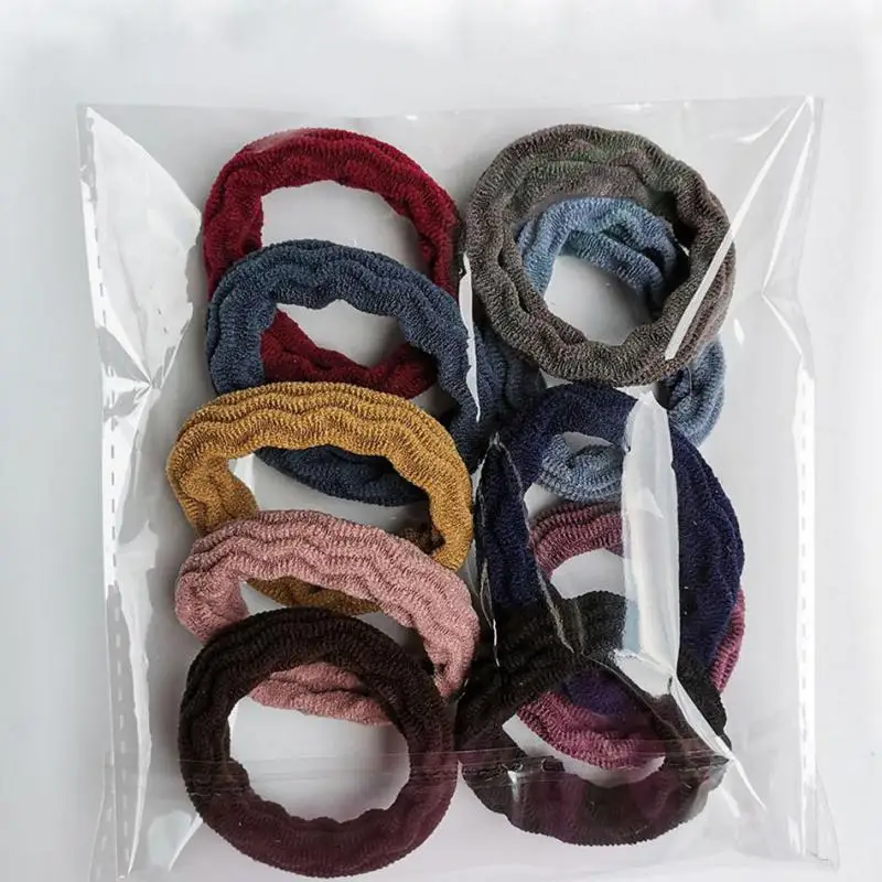 

10 Pouched Hair Ties, Wavy Seamless Leather Case, High Elasticity, Rubber Bands That Are Not Easy To Fall Off