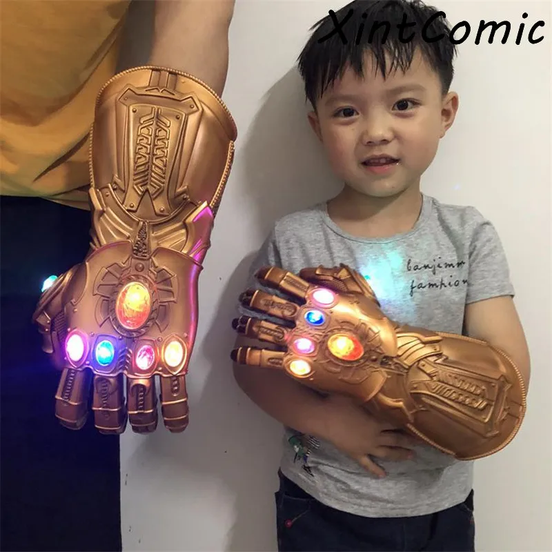 Перчатки Таноса для Avengers Thanos 4 светодиодные перчатки Infinity Gauntlet Stones War Led ПВХ