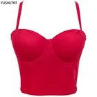 Кроп-Топ женский зимний на бретелях-спагетти с открытыми плечами