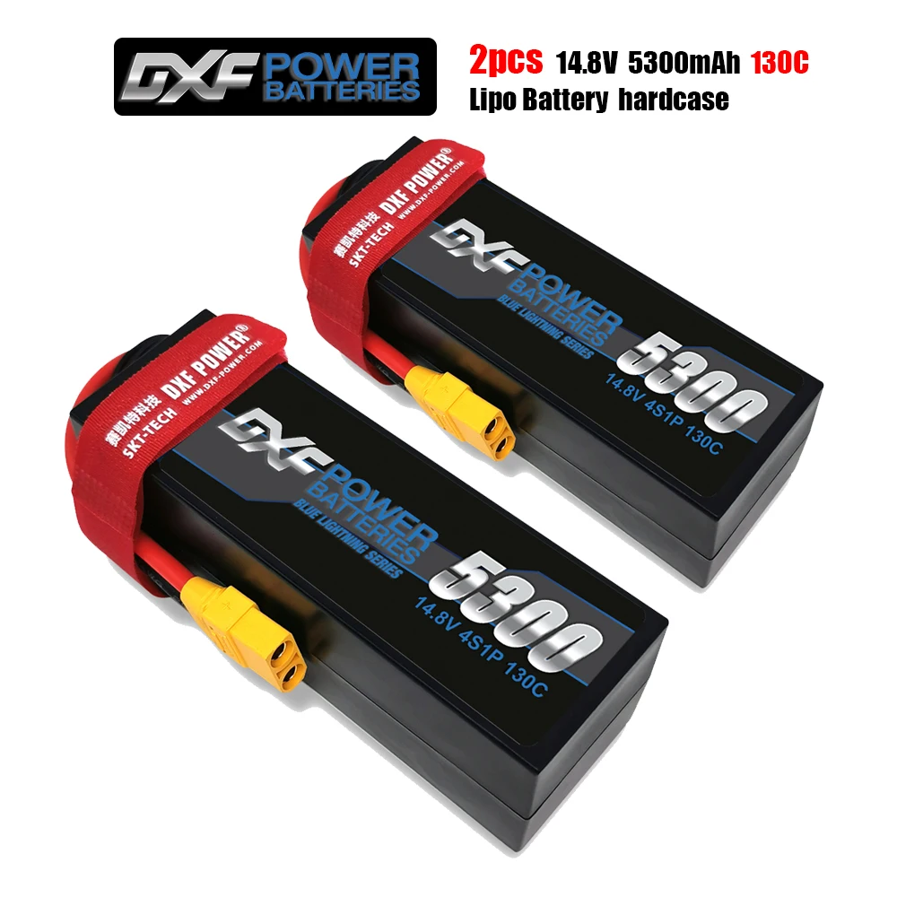 

DXF 4S LiPo Battery 14.8V 5300mAh 130C-260C Hardcase XT60 for RC 1/10 Scale Trx Stampede Car