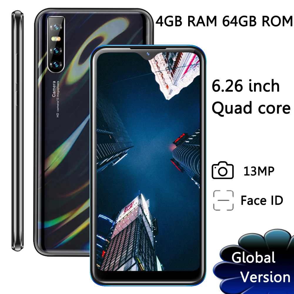 Face ID 9A смартфонов IPS 13MP 4 Гб Оперативная память 64 Встроенная капли воды большой