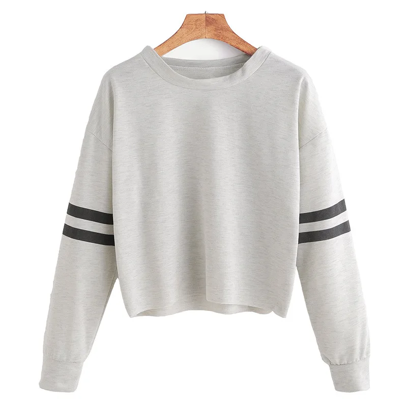 

Autumn new style women's striped round neck one-shoulder shirt long-sleeved sweater
